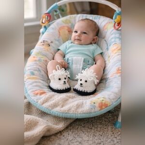 Charming White and Black Baby Booties